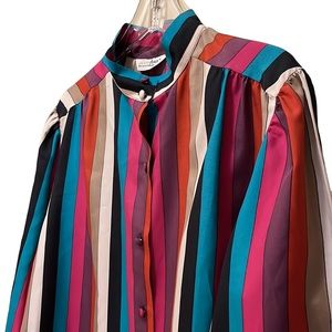 Vintage ECCOTOO by Eccobay Striped Blouse/Top L/XL SEE MEASUREMENTS